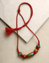 Blue Pottery 5 Bead Necklace (Red)