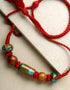 Blue Pottery 5 Bead Necklace (Red)