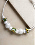 3 - Blue Pottery Bead Necklace (White)
