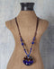 Round Blue and Brown Tassel Pendant with Brown Thread