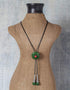Green Round Pendant Tassel Long Necklace
