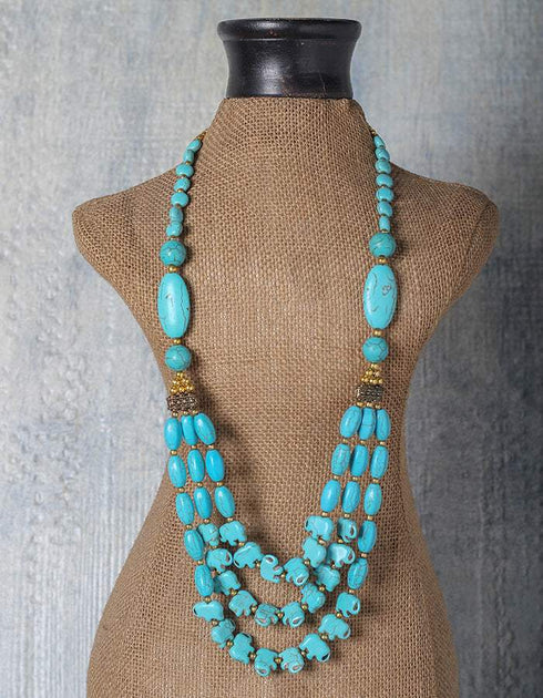 Turquoise Drop Bead Statement Necklace