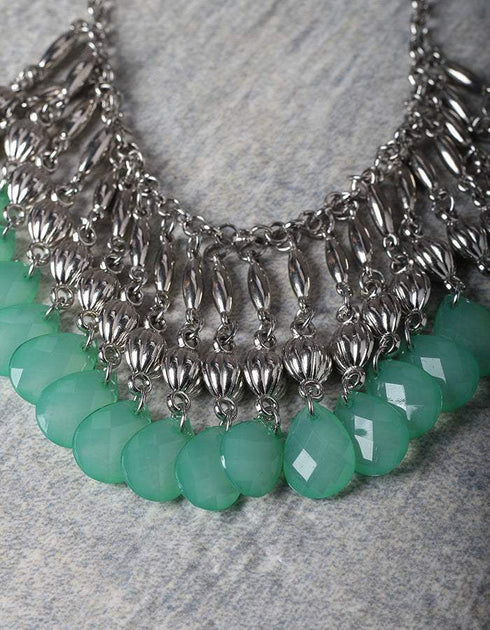 Green Drop Bead Statement Necklace