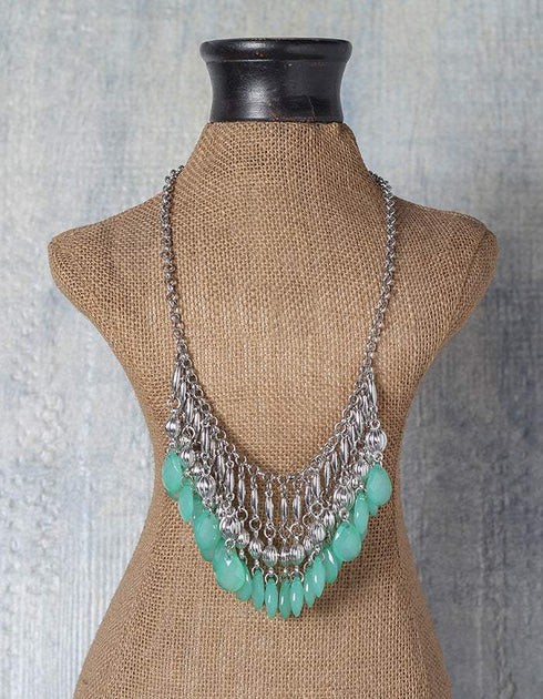 Green Drop Bead Statement Necklace