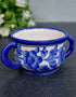 Blue Pottery Kitchen Planter White Base Blue Flower