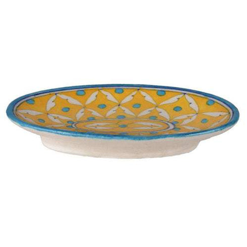 Turquoise Dots with Yellow Base Oval Plate
