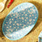 White Leaf and Turquoise Base Oval Plate