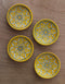 Handmade Geometrical Design Yellow and White Plate 4inch (Set of 4)