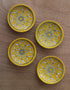 Handmade Geometrical Design Yellow and White Plate 4inch (Set of 4)