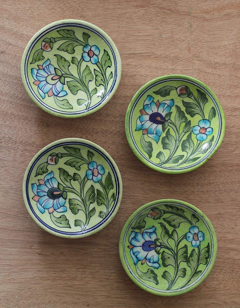 Green leaf on Lime Green Base Plate 4 inch (Set of 4)