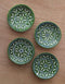 Handmade Geometrical Design Green and White Plate 4 inch (Set of 4)