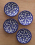 Decorative Blue and White Geometrical Design Plate 4 inch (Set of 4)