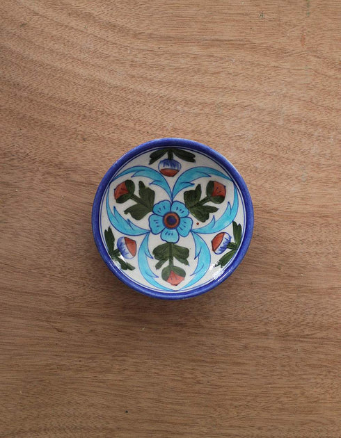 Multifloral Floral Leafy Design On White Base Plate 4 inch (Set of 4)