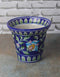 Round Blue Base Floral Design 5 Planter