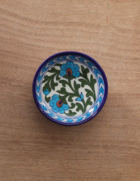 Green Leaf & Turquoise Flowers Decorative Plate 5 (Set of 4)