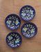 Turquoise Floral Blue Base Decorative Plate 5 Inch (Set of 4)