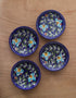 Turquoise Floral Blue Base Decorative Plate 5 Inch (Set of 4)
