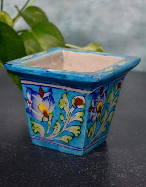 Blue Pottery Square Planter