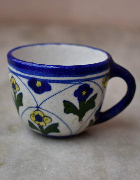 Assorted Mini Kitchen Cute Blue Pottery Cup Planters (Set Of 3)