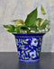Round Blue Base Floral Design 7 Planter