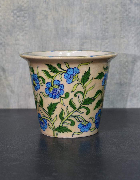 Blue Pottery Round Planter