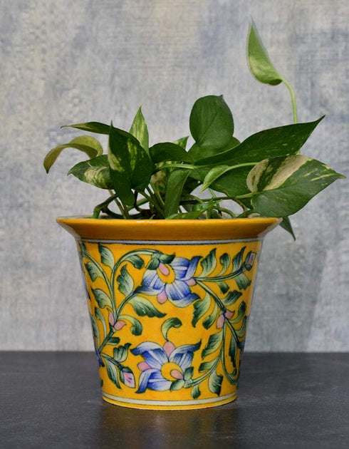 Round Yellow Base Floral Design 7 Planter