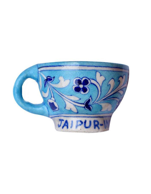 Blue Pottery cup & saucer Corner Planter