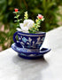 Blue Pottery cup & saucer Corner Planter