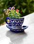 Blue Pottery cup & saucer Corner Planter