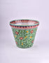 Blue Pottery Green Base Floral Design Planter