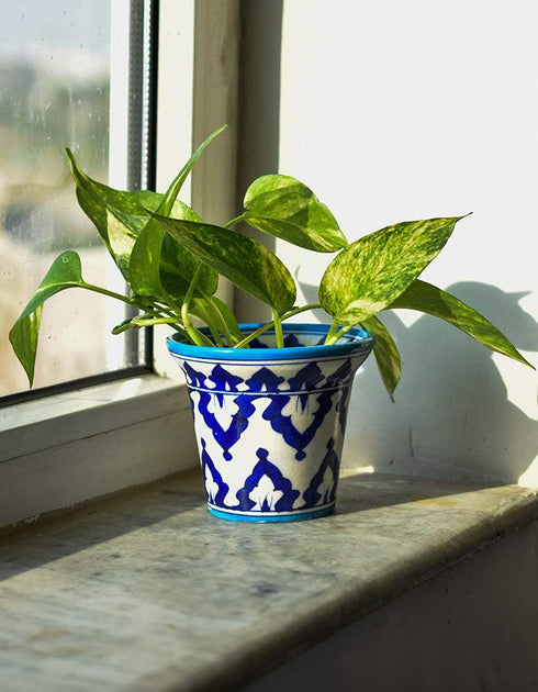Blue Pottery Handmade Planter 4 Inches