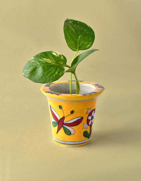 Blue Pottery Round Planter 7.62cm