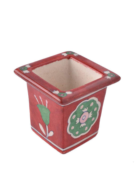 Blue Pottery Square Planter 7.62cm