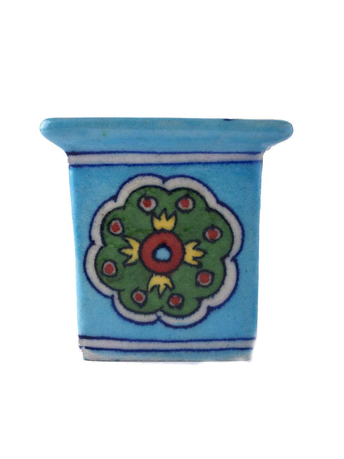 Blue Pottery Square Planter 7.62cm