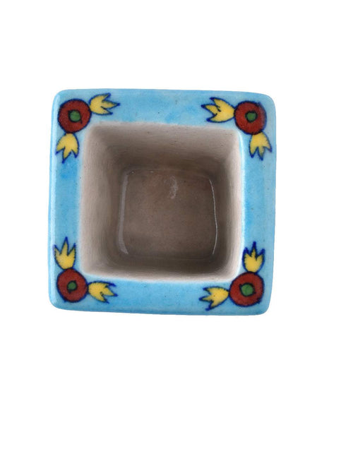 Blue Pottery Square Planter 7.62cm