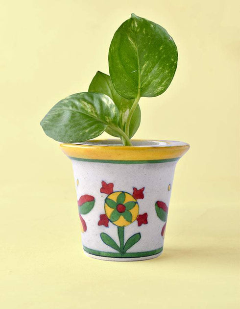 Blue Pottery Round Planter 7.62cm