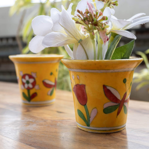 Blue Pottery Round Planter Set of 2Pcs.