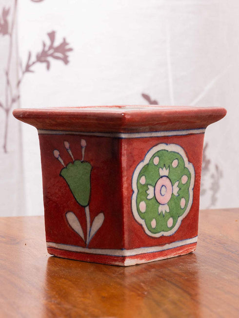 Blue Pottery Tray With Square Planters