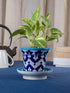 Blue Pottery Handmade Planter With Plate
