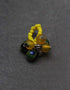 Blue Pottery 3 Beads Stretchable Finger Ring (Yellow)