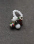 Blue Pottery 3 Beads Stretchable Finger Ring (White)