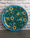 Handcrafted Turquoise Base & Yellow Flowers 10 Plate