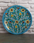 Handmade Turquoise Base With Yellow Flowers 10 Plate