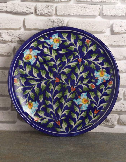 Turquoise Flowers On Blue Base Plate 10