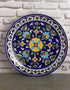 Handpainted Floral Design Blue Pottery Plate