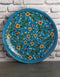 Turquoise Base With Yellow Flowers 10 Blue Pottery Plate