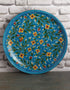 Turquoise Base With Yellow Flowers 10 Blue Pottery Plate