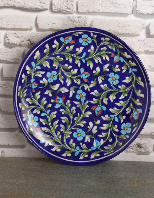Blue Base and Turquoise Flowers Plate 10