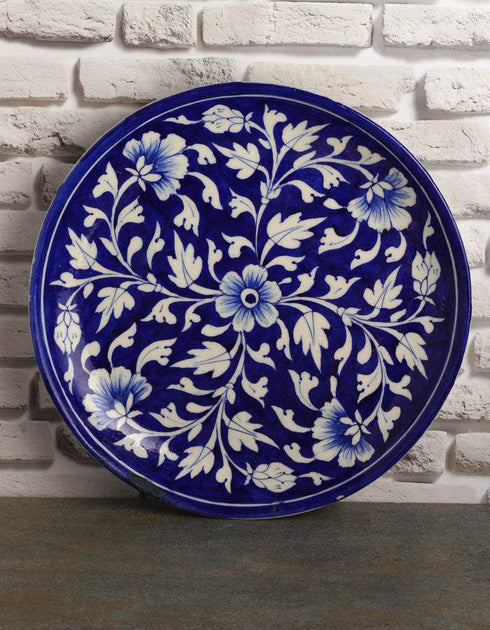 Blue Base and white leaves 10 Plate