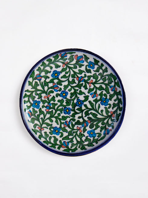 Blue Pottery Decorative Wall plate Floral Design